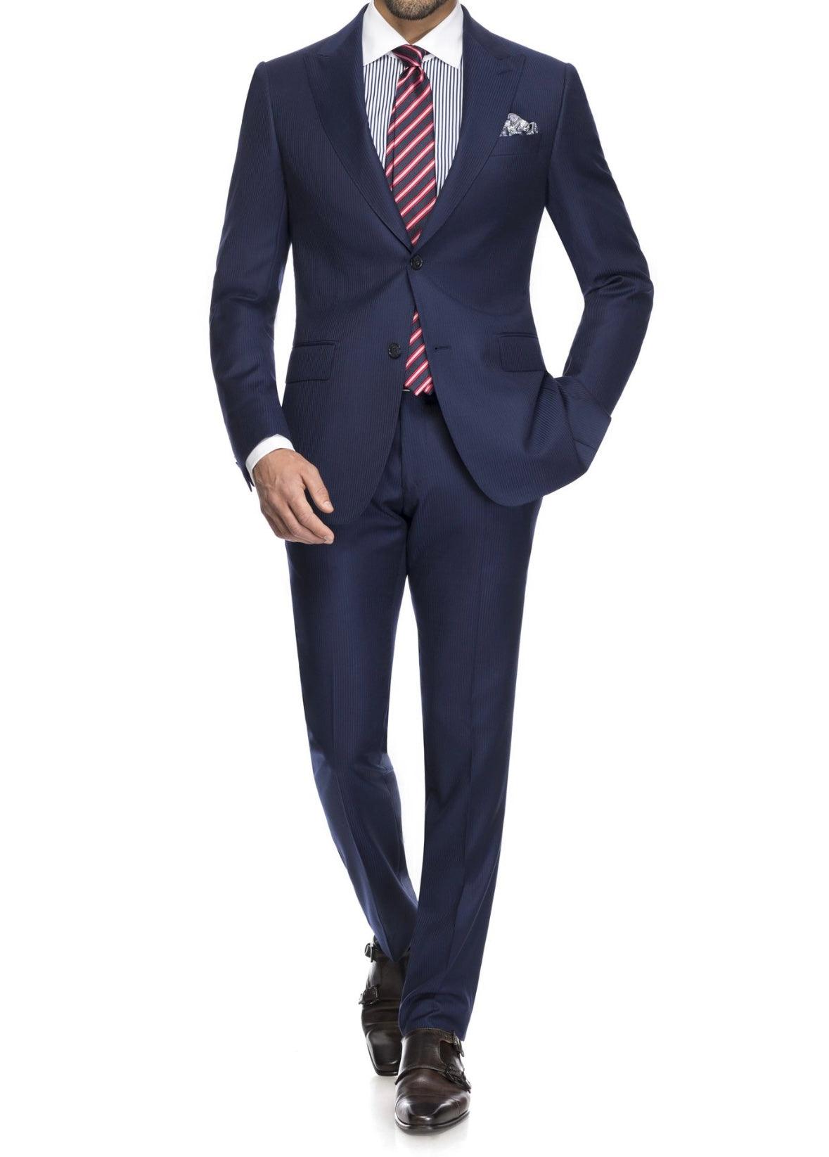 SEMI BESPOKE | SINGLE BREASTED | HERRINGBONE NAVY BLUE