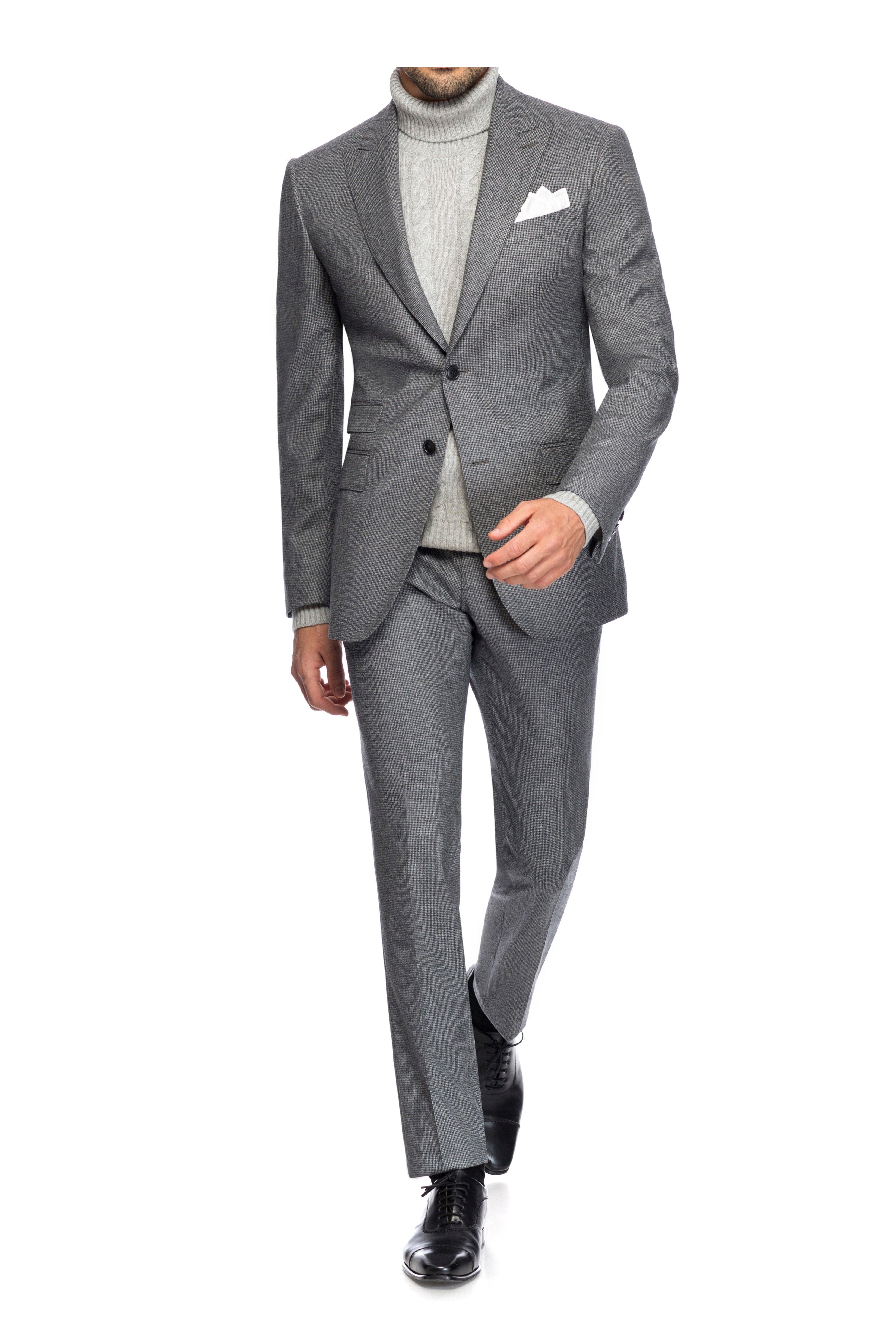 SEMI BESPOKE BUSINESS SUIT | SINGLE BREASTED | HOUNDSTOOTH GREY FLANNEL
