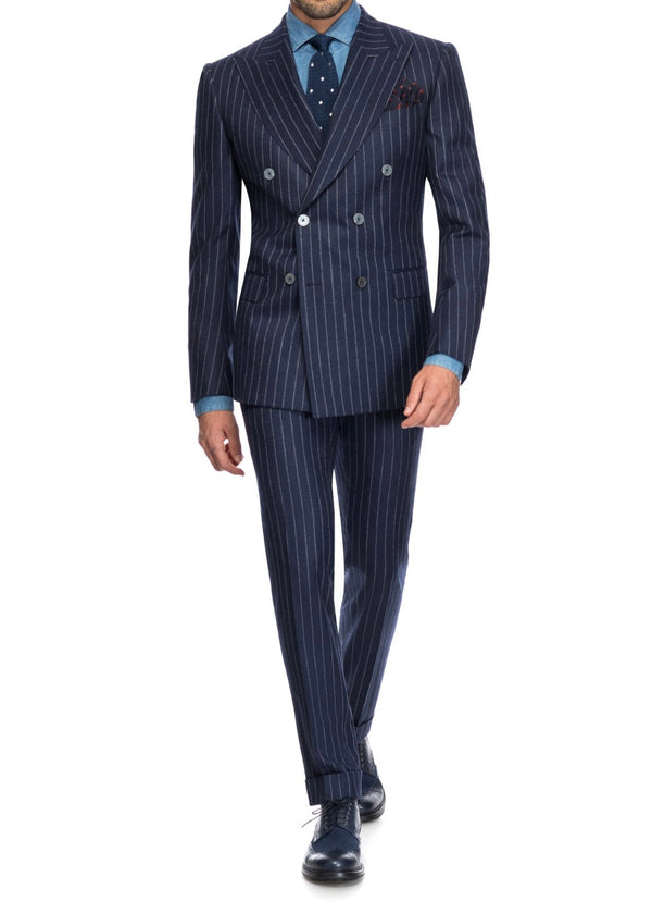 SEMI BESPOKE BUSINESS SUIT | DOUBLE BREASTED | NAVY BLUE FLANNEL