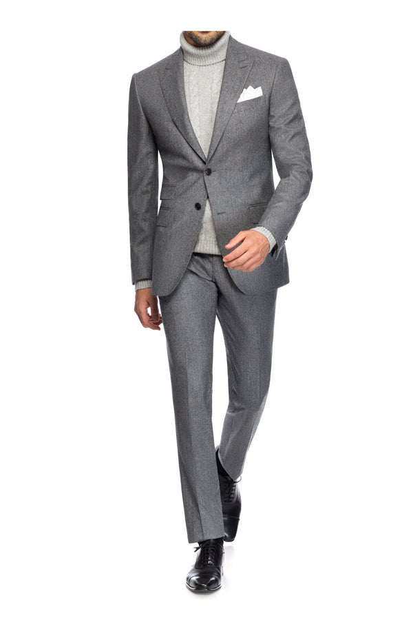 SEMI BESPOKE BUSINESS SUIT | SINGLE BREASTED | HOUNDSTOOTH GREY FLANNEL